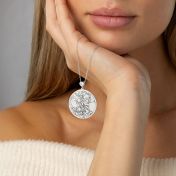 Talisa Map Engraved Necklace with Heart Diamond [14 Karat White Gold]