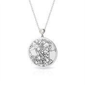 Talisa Map Engraved Necklace with Heart Diamond [Sterling Silver]