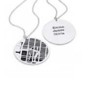 Precious Spot Map Silhouette Necklace [14 Karat White Gold]