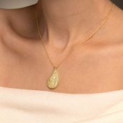 Threads Of Life Engraved Map Necklace [18K Gold Plated]