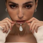 Threads Of Life Engraved Map Necklace with 1ct Diamond [14 Karat White Gold]