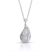 Threads Of Life Engraved Map Necklace with 1ct Diamond [14 Karat White Gold]