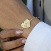 Ties of Heart Engraved Map Bracelet [14 Karat Gold]