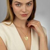 Ties of Heart Engraved Map Necklace With 1 Ct Diamond [18K Gold Plated]