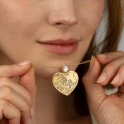 Ties of Heart Engraved Map Necklace With 1 Ct Diamond [18K Gold Plated]