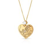 Ties of Heart Engraved Map Necklace With 1 Ct Diamond [18K Gold Plated]