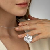Ties of Heart Engraved Map Necklace With 1 Ct Diamond [Sterling Silver]
