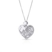 Ties of Heart Engraved Map Necklace With 1 Ct Diamond [Sterling Silver]
