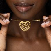 Ties of Heart Map Necklace with Sideways Cross [18K Gold Vermeil]