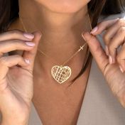 Ties of Heart Map Necklace with Sideways Cross [18K Gold Vermeil]