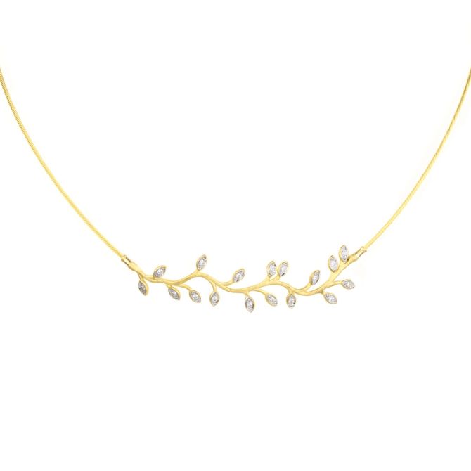 Olive Branch Cord Necklace [18K Gold]