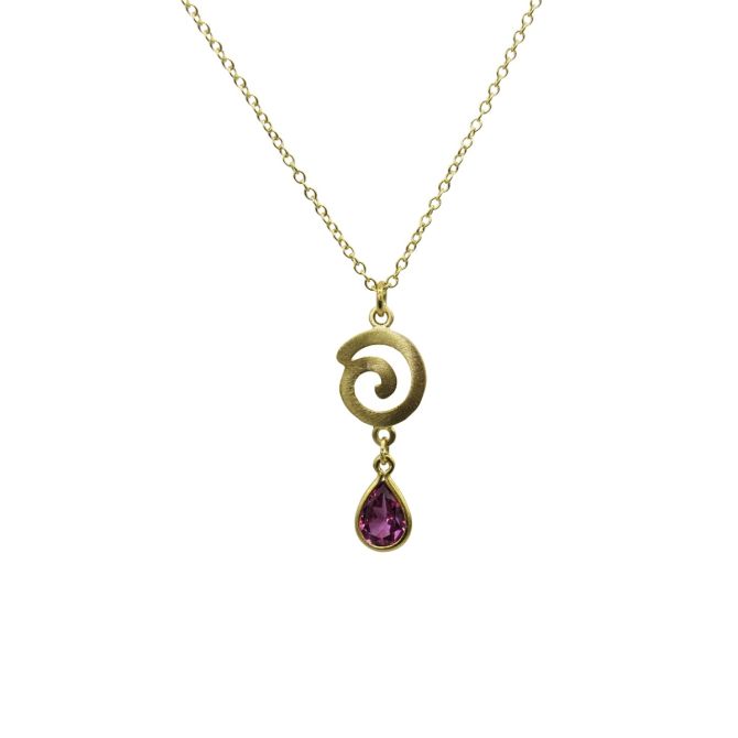 Simple Shell Rhodolite Necklace [14K Gold]
