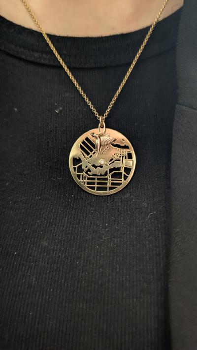 Ties of Heart Map Necklace [14 Karat White Gold]
