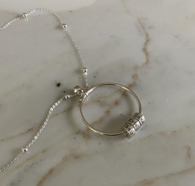Family Circle Name Necklace with a Diamond [18K Gold Vermeil]
