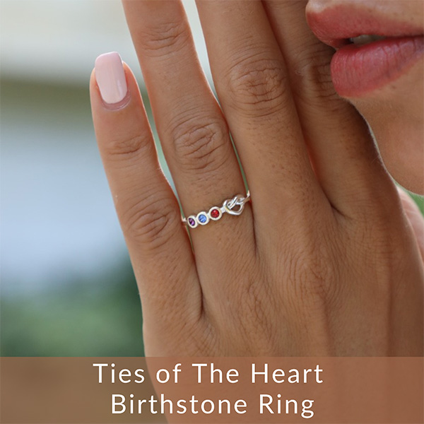 silver ring with birthstones