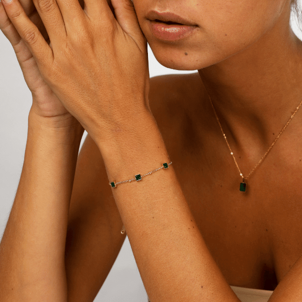 Green Crystals Set - Necklace & Bracelet